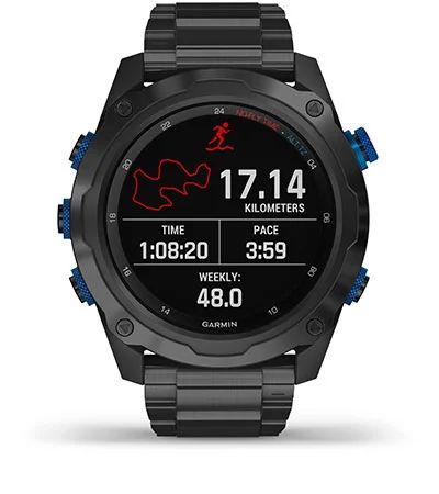 Комплект умные часы Garmin Descent MK2I, титановые с DLC-покрытием и черным ремешком + датчик Descent T1